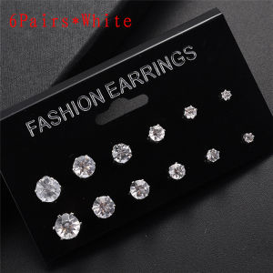 shiqinbaihuo 6 12 cặp tinh thể Rhinestone tai Stud Bông tai cưới Bông Tai đồ trang sức quà tặng
