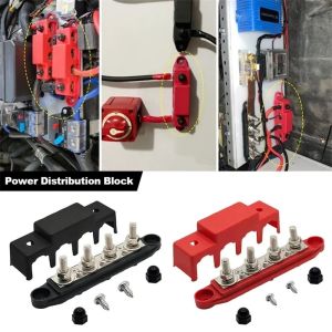 DC48v 250A 4 Terminal Studs Busbar Power Terminal Block M10 Terminal Studs for Automotive Boat RV