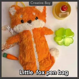 [Creative] Cute Plush Pen Bag Cartoon Fox Doll Pencil Case Large Capacity Stationery Organizer Students