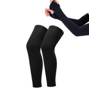 2 cặp/Bộ Chạy Mùa hè đi xe đạp chân tay áo lụa Băng bảo vệ khỏi tia UV cánh tay slleeve nén chống trượt bọc ấm chân thiết bị thể thao làm mát