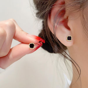 Black Square Mini Earrings for Women Jewelry Personality Gifts