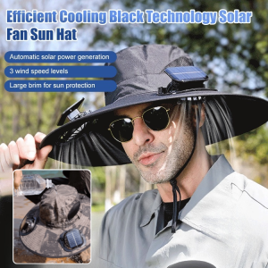 Solar-powered Electric Fan Sun Hat Large Brim Detachable Fisherman Hat With High Wind Long-lasting Battery Fan