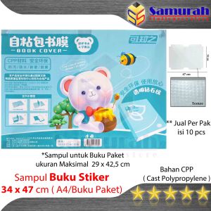 Sampul STIKER Buku Paket A4 CPP Film Anti Gores isi 10 - Sampul Tempel LKS Besar 34 x 47 cm