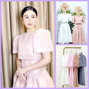 Modern Filipianiana Graduation Wedding Anniversary Birthday Puff Sleeves top and Skirt Set Terno Coordinates    - xs to large - classy and elegant - timeless top - casual or party top - classic top - super kapal ng tela - hindi kayo magsisi - our aim is t