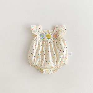 MILANCEL 0-2Y Summer Baby Girls Clothes Colorful Dot Baby Girls One Piece Flower Embroidery Bodysuit2026