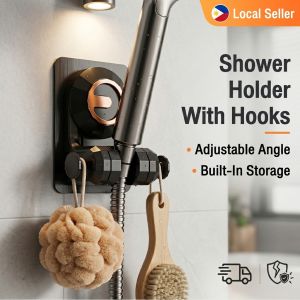 Universal Shower Head Holder Wall Mount Adjustable Adhesive Bracket No Drilling Bidet Sprayer Fixer Base