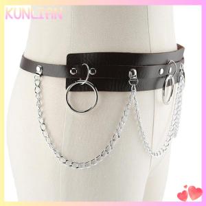 [KUNLIAN] Dây Xích vòng tròn kim loại giả da thắt lưng Tua Rua Phụ Kiện Cơ thể Phong Cách Gothic Punk