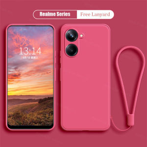 Phone Case For Realme 10 9 8 4G Pro Plus Pro+ 5G Lens Protection Candy Color Cute Casing Solid Straight edge Liquid Silicone Soft TPU Back Cover