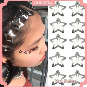 GUCHEN4🎀 10Pcs Sao Tóc Clip Snap Tóc Barrettes Không Trượt Năm Cánh Sao Phụ Kiện Tóc Cho Cô Gái Phụ Nữ Y2K Kim Loại Tóc Clip