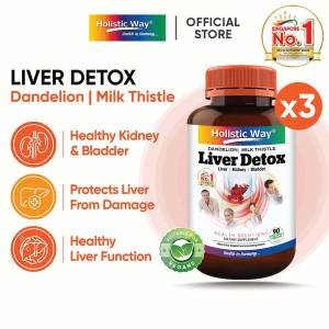 [Bundle of 3] Holistic Way Liver Detox + Dandelion & Milk Thistle – Supports Liver Function Detoxification & Alcohol Defence | Kidney & Bladder Health — Vegan (90 Vegetarian Capsules)