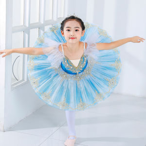 LOlanta ชุดเดรสชุดชั้นในท่อนบนบัลเล่ต์สำหรับเด็กผู้หญิง3-14ปีกระโปรงตาข่ายประดับพลอยทูทูแบบลูกไม้ชุดแต่งกายเทศกาลเต้นรำรูปหงส์