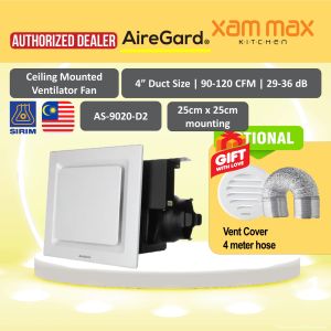 (FREE SHIPPING) Airegard AS9020 D2 Square Package - 4" Exhaust Fan Ventilator [Silent Series] / AS-9020-D2 Air Ventilation Exhaust Fan / XAMMAX