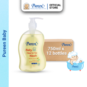 Pureen Baby Head To Toe Wash with Pro-Vitamin B5 & Vitamin E 750ml x 12 bottles (Carton Pack)