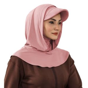 DOWNA Double Layer Full Coverage Bonnet Hijab Fashion Solid Color Premium Elastic Bonnet Cap  with Neck Cover Modest Visor Underscarf Bonnet