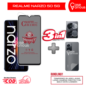 Tempered Glass Realme Narzo 50 5G Anti Gores Spy Matte Privacy Free Camera Lesn dan Skin Carbon