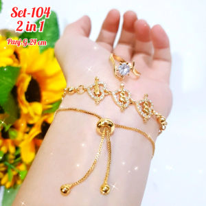 SET GELANG SERUT & CINCIN  MOTIF PITA PERMATA 2 IN 1 PERHIASAN XUPING DEWASA/SET-690
