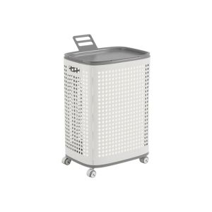 SOPHIAN Dust-proof Folding Dirty Clothes Basket Large Capacity Plastic Hollow Out Washing Baskets Durable with Mute Wheels Rolling Laundry Basket Apartment