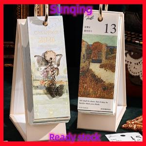 SQ Stationery [Flash Sale] Bàn 2026 lịch Tranh sơn dầu cổ điển trích dẫn đầy cảm hứng trang một chiều biến kế hoạch hàng ngày