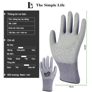 Găng tay lao động phủ cao su hồng găng tay làm vườn chống trơn trượt mài mòn bao tay lao động