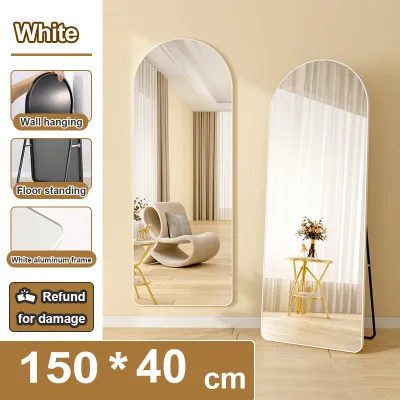 HD Whole Body Stand Mirror Floor/Wall Mount Dual Use Vertical Arch Full Body Mirror Metal Frame Full-Length Mirror Explosion-proof Nordic for Bedroom Living Room Live Broadcast Room Esthetic Wedding Full length Mirror