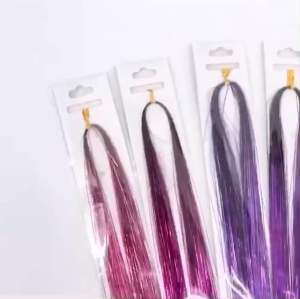 Holographic Sparkle Hair Tinsel Glitter Clip/Tie Extensions Highlights Party Wig