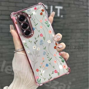 Trường hợp Vivo y21d y19s y04 Y29 trường hợp mềm trong suốt chống sốc rõ ràng hoa Cover quay lại