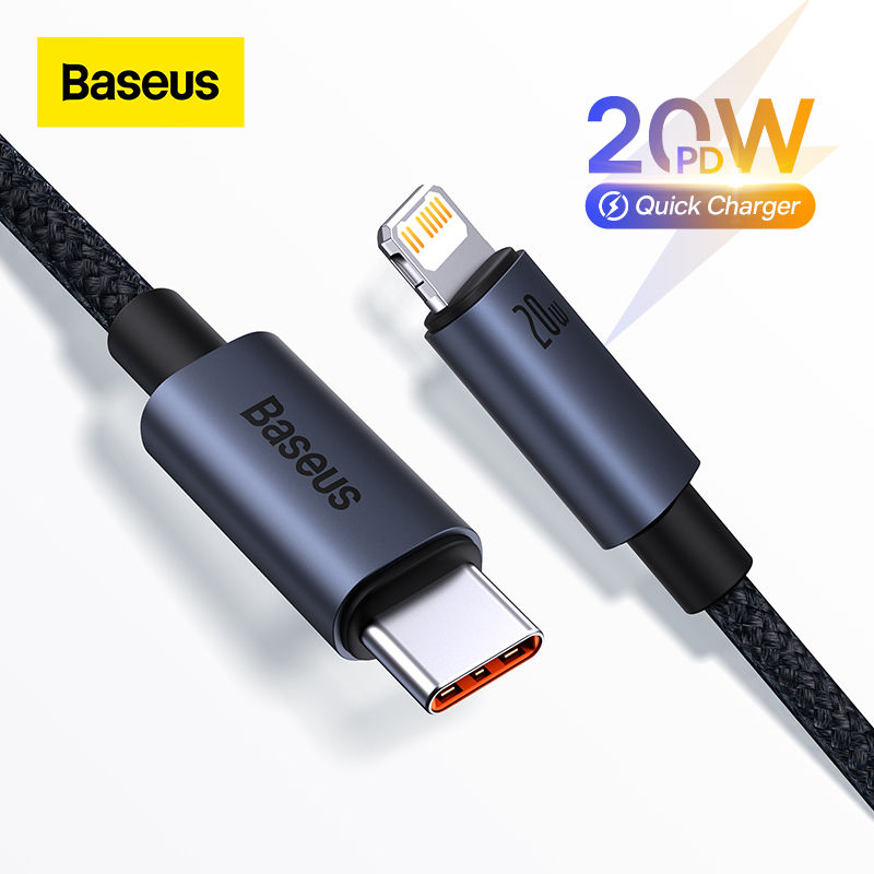 Baseus PD20W USB C Fast Charging Cable for iPhone 13 12 11 Pro Max USB C Data Sync iPhone Cable 1M