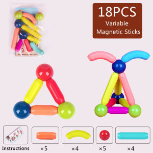 3D DIY Magnetic Building Sticks Blocks Toys Magnet Educational  Set for Kids Non-Toxic Building Toy  Puzzle With Storage Box Sensory Construction Brain Storming Games