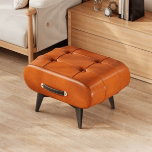 BESTOUR Space Saving Foot Stool PU Leather High Rebound Stool Chair Portable Shoe Changing Stool Home
