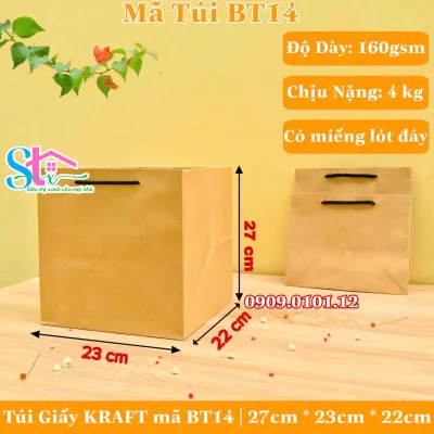Combo 10 túi giấy kraft có quai cao cấp dày và cứng cáp túi kraft bảo vệ môi trường túi đựng quà túi giấy xi măng