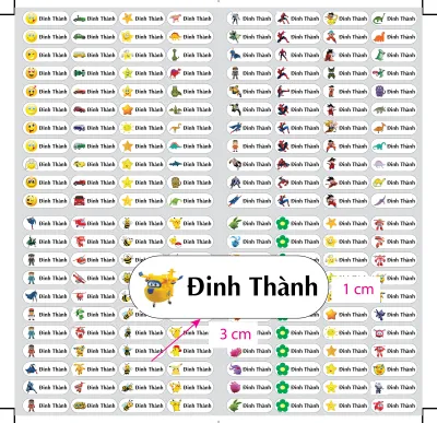 Sticker in Tên Bé - 176 Sticker Decal nhựa chống nước