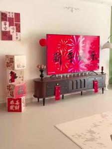 AUREO French Style TV Cabinet & Coffee Table Set I Solid Wood Sideboard with Storage I Vintage Living Room Furniture
