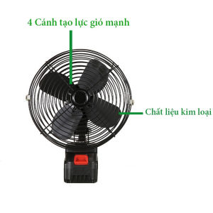 XẢ KHO - Quạt Chạy Pin 8 Inch - Quạt Tích Điện lồng sắt dùng chân pin phổ thông Makita siêu khỏe bảo hành 12 tháng đổi mới