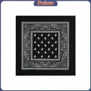 Talao Cotton Fashion Hip Hop Classic Bandana Square Scarf Black Red Headband Printed For Women/M