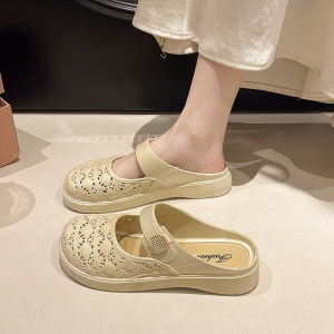 Thick-Soled Hollowed-Out Closed-Toe Slip-On Sandals For Women New Fashionable Summer Outdoor Wear Lazy MomS Sandals