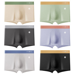 Seamless boxer brief for men 6/1PCS Pure cotton antibacterial and breathable