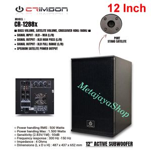Subwoofer Active Crimson CR1288X Subwoofer 12 Inch cr 1288x  Output Satelit