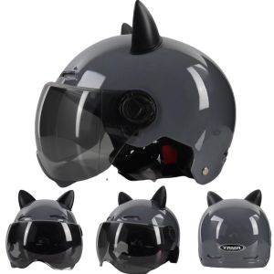 LZD  Summer Non-Motorcycle Helmet Four Seasons Universal Electric Car Cat Ears Helmet Harley Half Helmet Female Male Helmet
