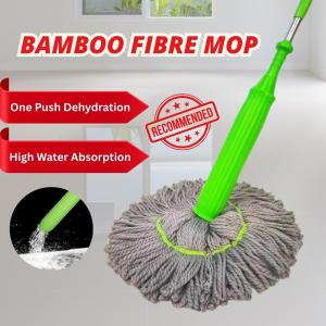 【SG Ready Stock】Hand Wash Free Bamboo Fibre Mop 1s Dehydration Self Twisting Rotating Mop Effective Water Absorption 55cm Big Tractor Hanging