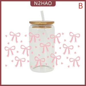 N2HAO 3D UV dtf chuyển Stickers 16oz cup kết thúc tốt đẹp phim hoạt hình Bow in cho DIY Glass gốm kim loại da
