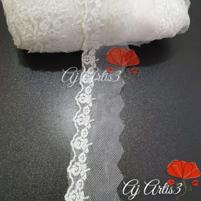 C5133 - offwhite 9.5cm width ( white ) Lace Chemical/Renda/Border/Embroidery/蕾丝/边框蕾丝/花边 - (Meter米) Ready Stock