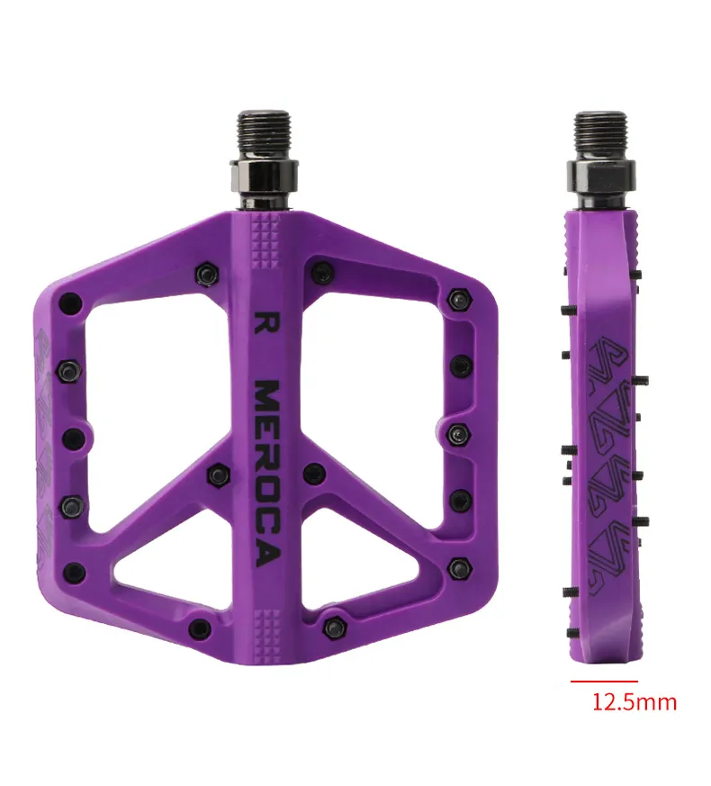 MEROCA Mountain Bike Pedal non slip nylon fiber MTB platform pedals ultra light widened road bike bearing pedal