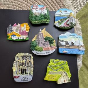 1pc Resin Refrigerator Magnet Travel Themed Scenic Spots and Landmarks IndiaRomaniaNice Blue CoastChinaJordanAustraliaItaly Souvenir for Home Office Decor