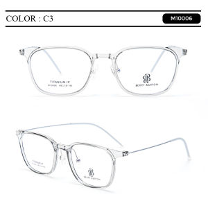 Berrybarton Kacamata Retro Segi Empat Titanium TR90 Lensa Minus Anti Radiasi Bluecromic Pria Wanita M 10006