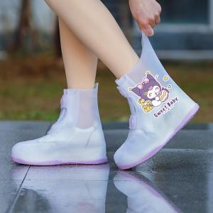 Christmas Gift Halloween 2025 Kuromi Childrens Casual Rain Shoe Cover Sanrio New Girl Kawaii Cartoon Foot Cover Student High Elasticity Rain Shoe Cover