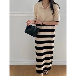 D11813 Kyo Half Striped Knit Dress
