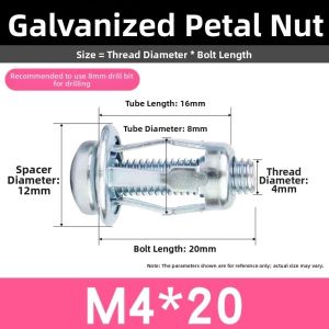 JING 10pcs M4 M5 M6 M8 Petal Screw Anchors Expansion Mechanism Carbon Steel Expansion Plug Kit Durable Self-Locking Design Jack Nut Assortment License Plate Mounting