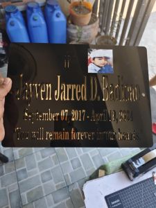 columbarium/lapida signage/marker laser cut acrylic