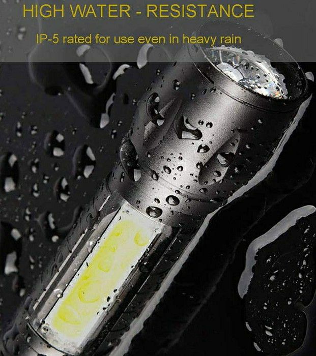 High Power Rechargeable Waterproof Zoomable LED Torch Light XPE+COB USB Charge Flashlight_voghion.com