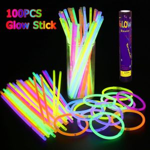 【Ready Stock】100/200 PCS DIY Glow Stick Gelang Glow in the Dark Lightstick Jkt48 Glowstick Stik Lampu Tongkat Konser Pesta Festival Warna Warni Tongkat Cahaya